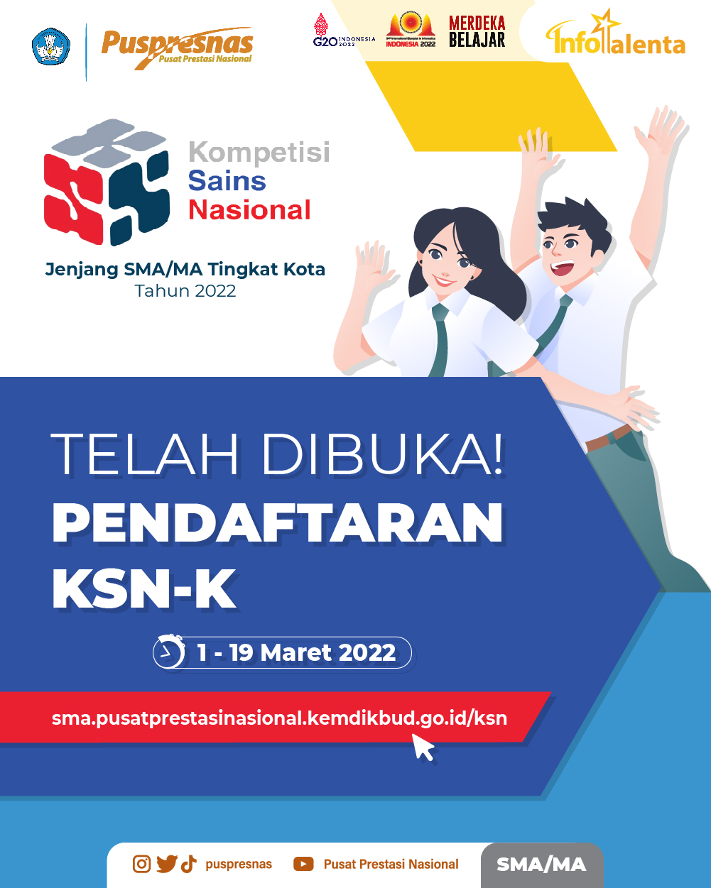 Pendaftaran Kompetisi Sains Nasional Tingkat Kota (KSN-K) SMA/MA 2022